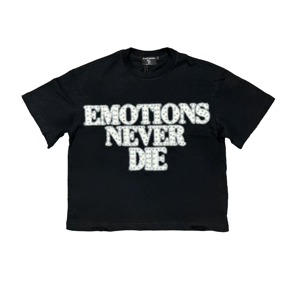 Mixed Emotion Black End Rhinestone Tee