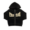 Mixed Emotion Black Crown Stud Zip-Up Hoodie