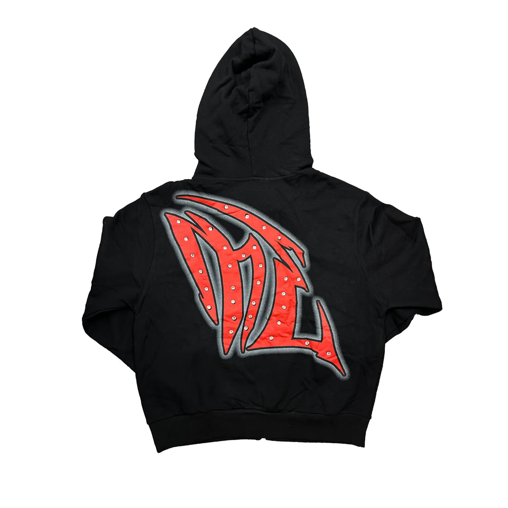 Mixed Emotion Black “Graffiti” Rhinestone Hoodie