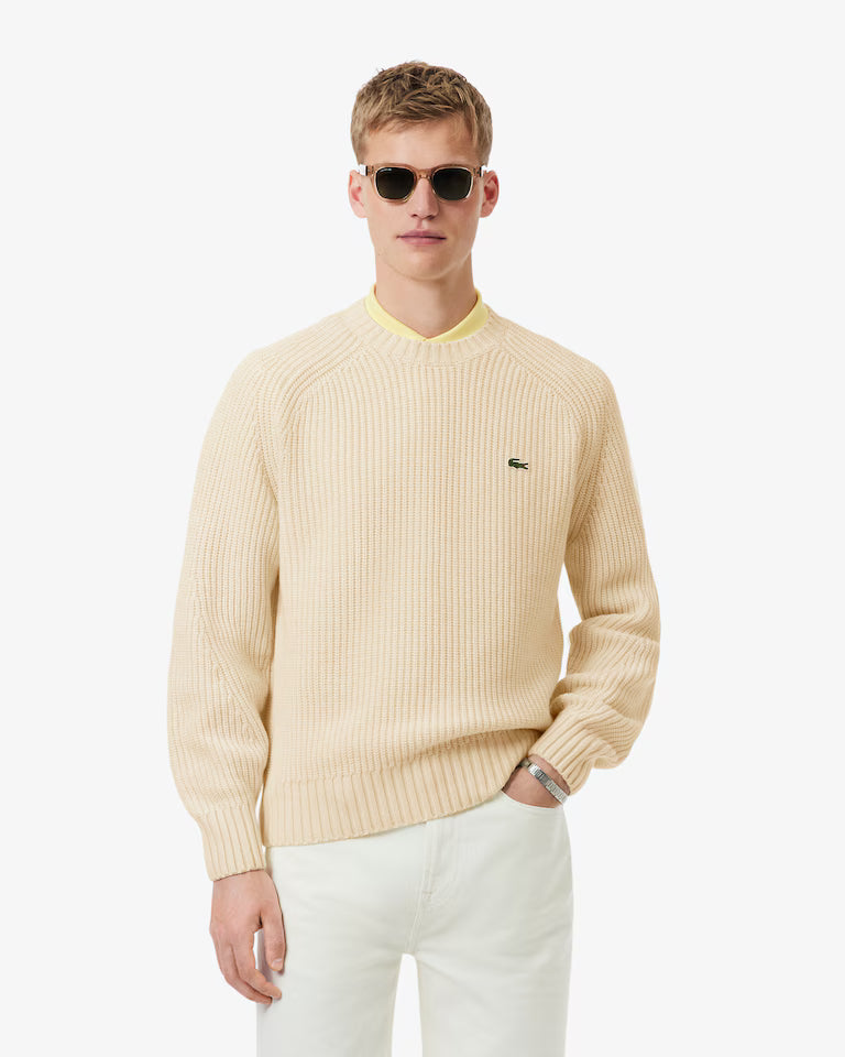 Lacoste Wool Crew Neck Sweater `Cream`