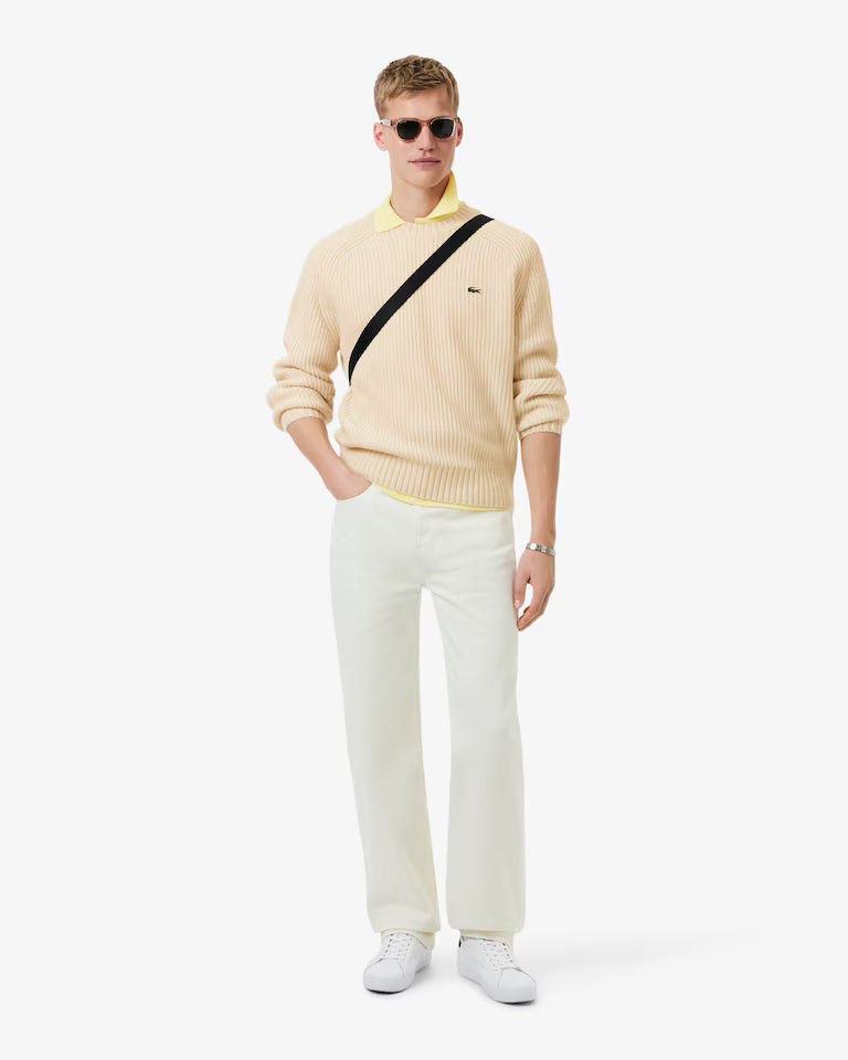Lacoste Wool Crew Neck Sweater `Cream`