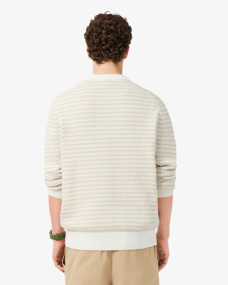 Lacoste Cotton Striped Sweater `Beige / Gris Clair / Blanc`