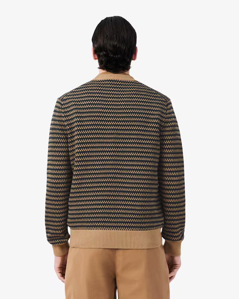 Lacoste Cotton Striped Sweater `Black / White / Grey`
