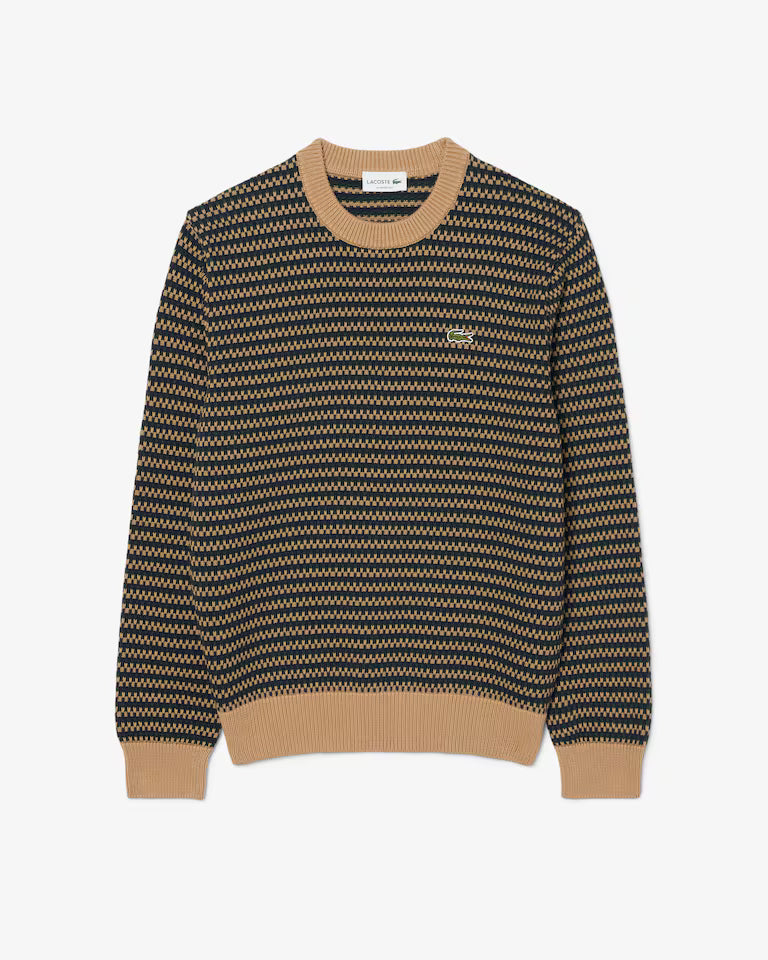 Lacoste Cotton Striped Sweater `Black / White / Grey`