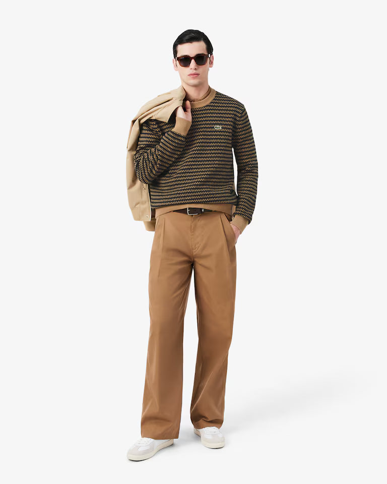 Lacoste Cotton Striped Sweater `Black / White / Grey`