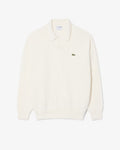 Lacoste French Made Cotton Polo Collar Sweater `White`
