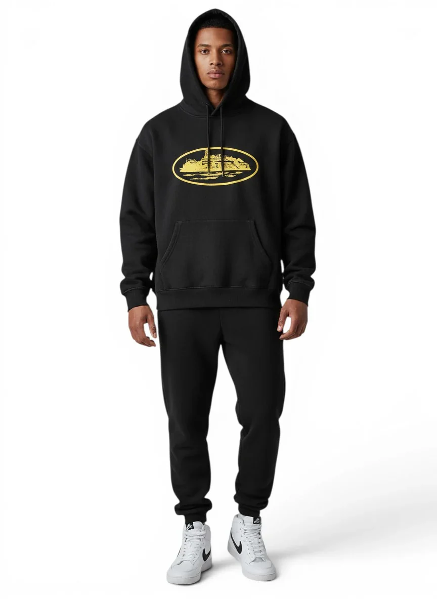 Corteiz Alcatraz Hoodie V2 'Black/Yellow'