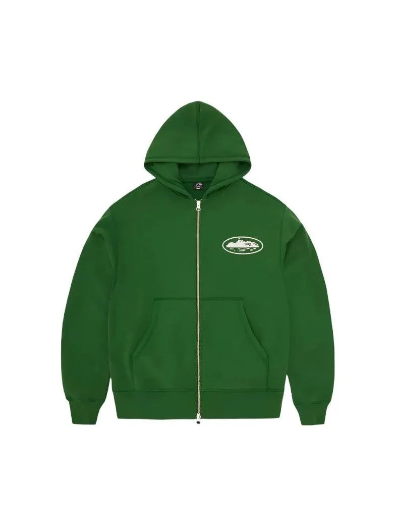 Corteiz Island Puff Print Zip Hoodie ´Green´