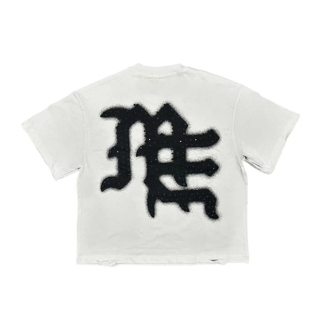 Mixed Emotion White End Rhinestone Tee