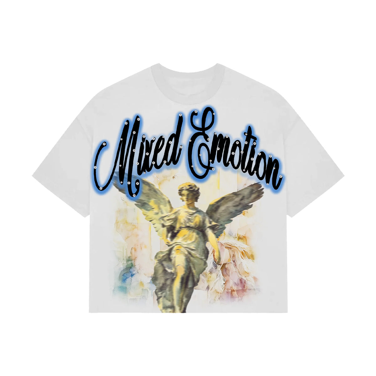Mixed Emotion Blue Rhinestone Cropped Tee