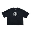Mixed Emotion Black Iron Cross Distressed Shirt