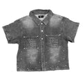 Mixed Emotion Black Paisley Rhinestone Denim Shirt