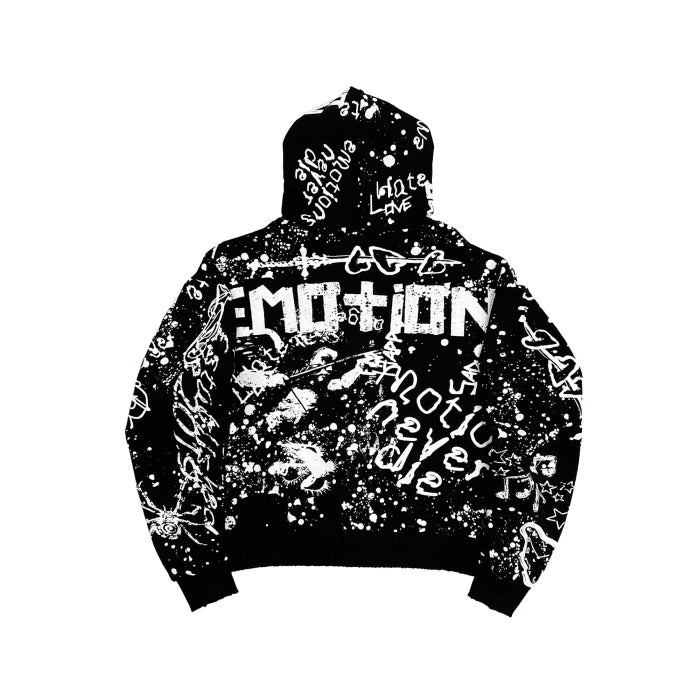 Mixed Emotion Graffiti Dark Zip-Up Hoodie