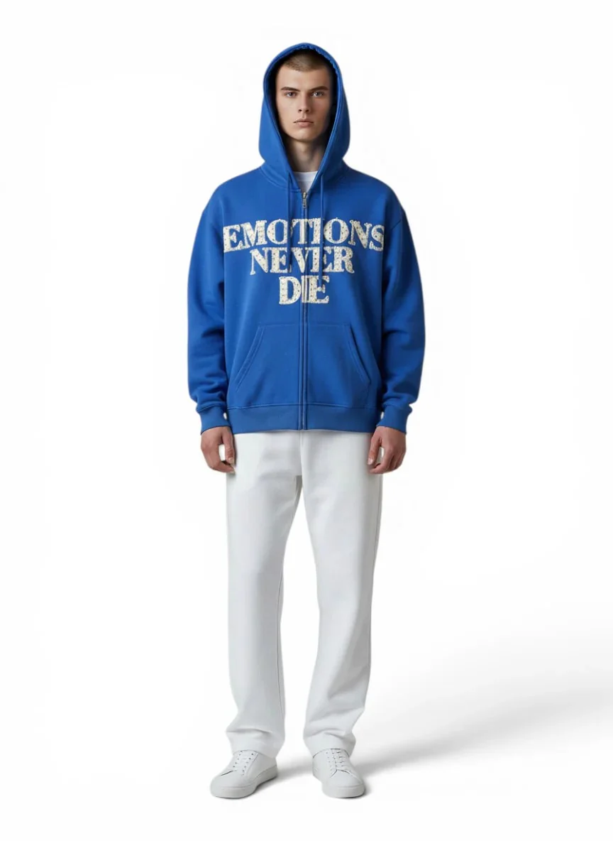 Mixed Emotions Blue ´END´ Rhinestone Zip Hoodie