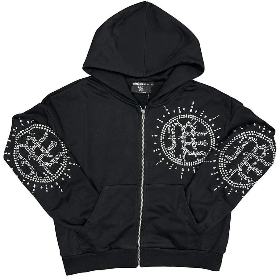 Mixed Emotions ´Eclipse Rhinestone Black Zip Hoodie´