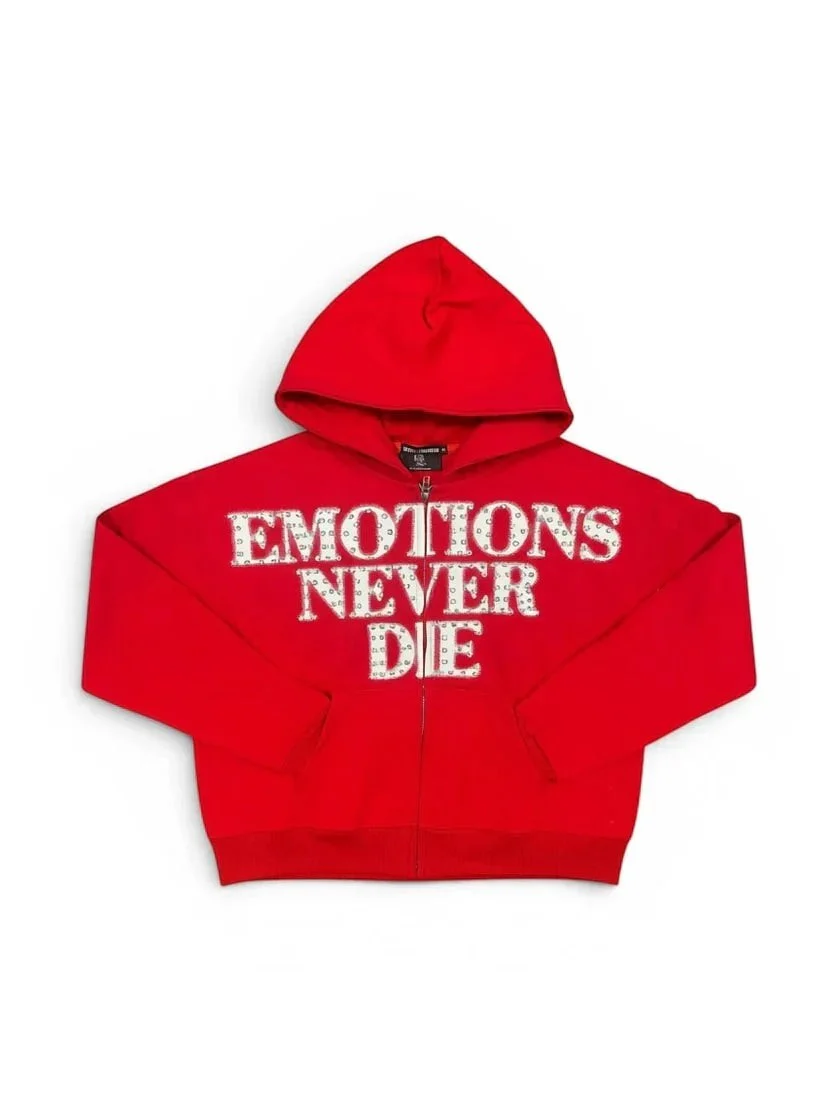 Mixed Emotions ´End Rhinestone Hoodie Red´