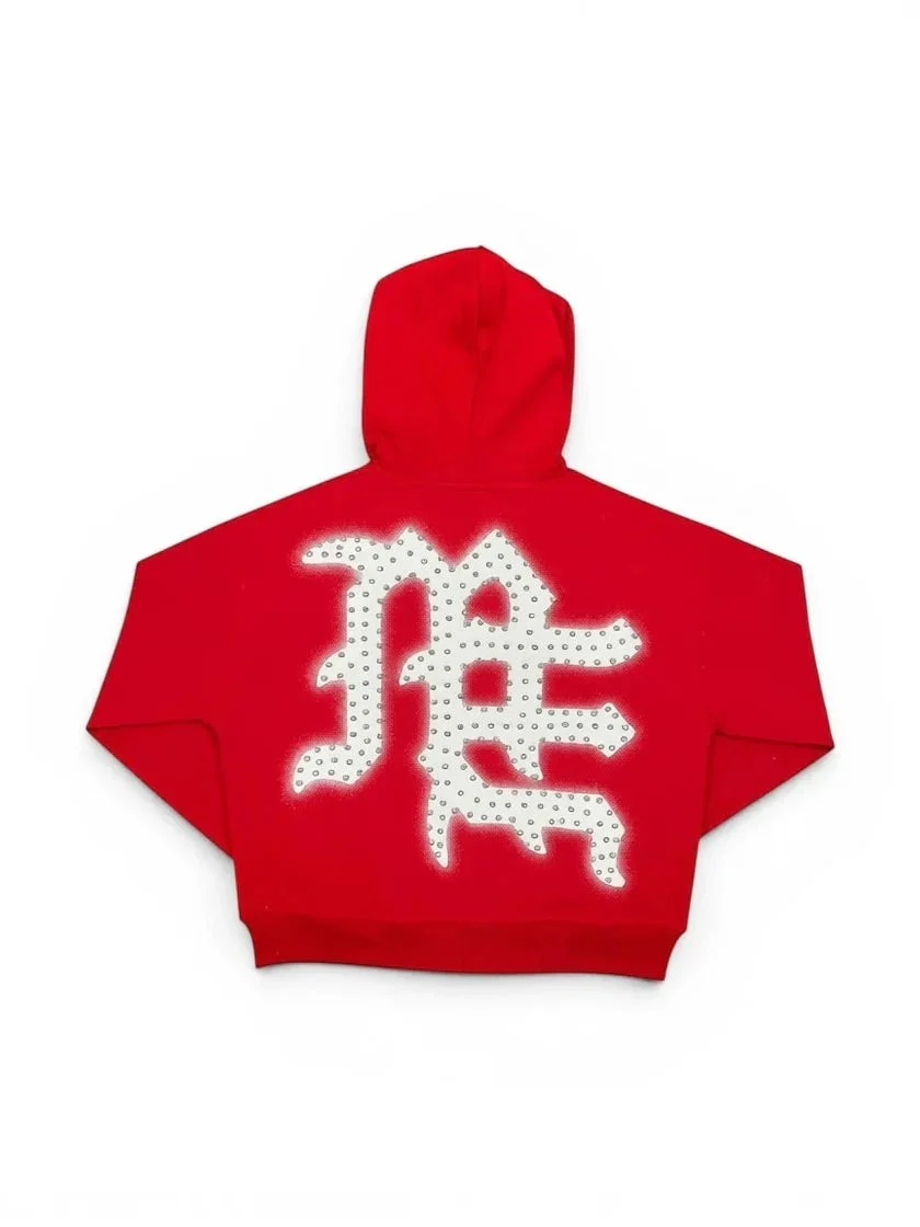 Mixed Emotions ´End Rhinestone Hoodie Red´