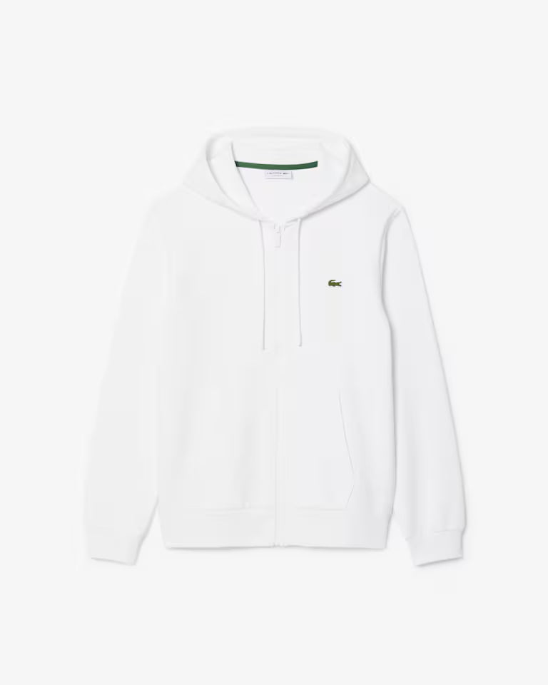 Lacoste Classic Fit Zip-Up Fleece Sweatshirt `White`