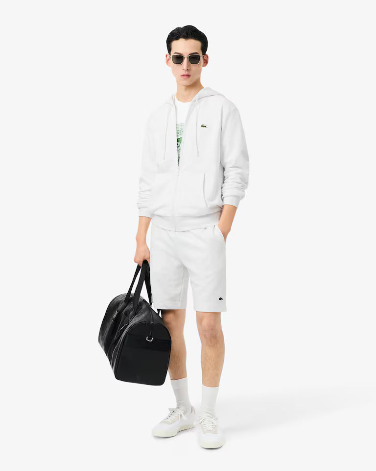 Lacoste Classic Fit Zip-Up Fleece Sweatshirt `White`