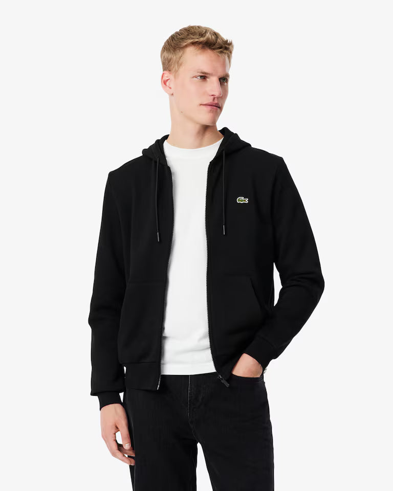 Lacoste Classic Fit Zip-Up Fleece Sweatshirt `Black`