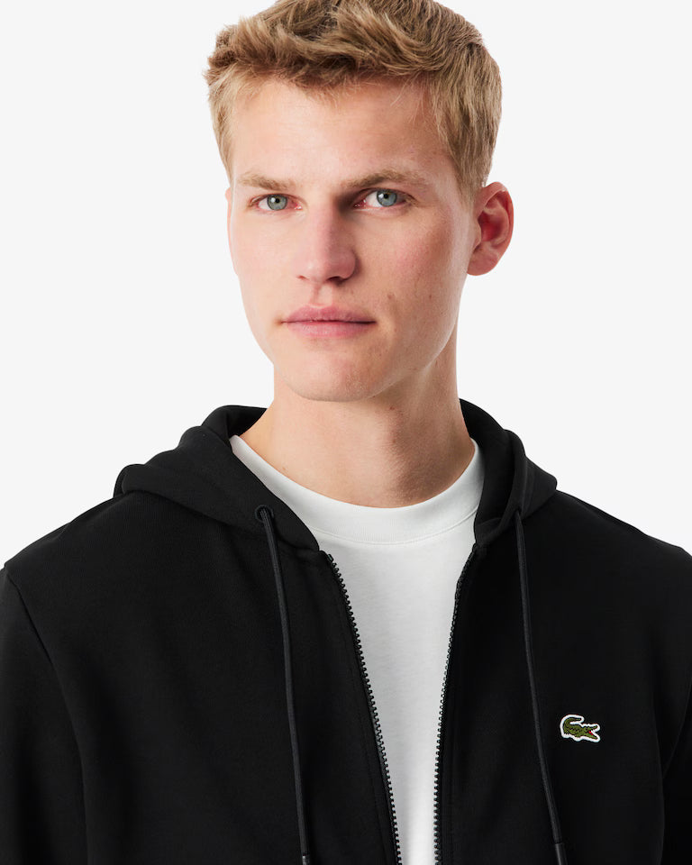 Lacoste Classic Fit Zip-Up Fleece Sweatshirt `Black`