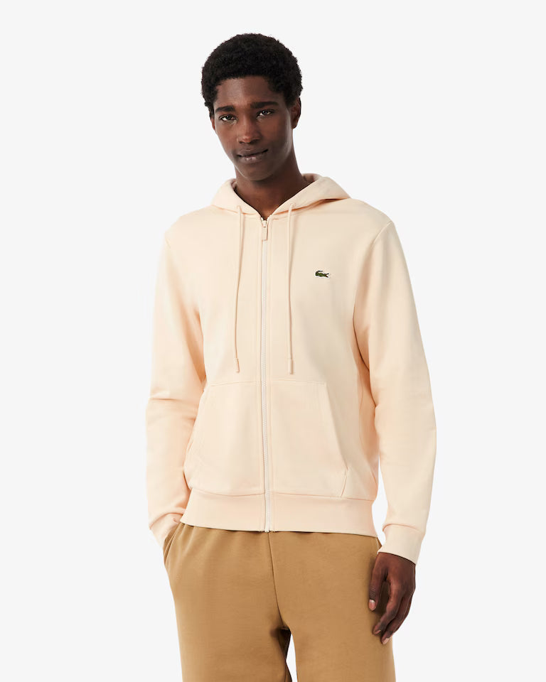 Lacoste Classic Fit Zip-Up Fleece Sweatshirt `Beige`