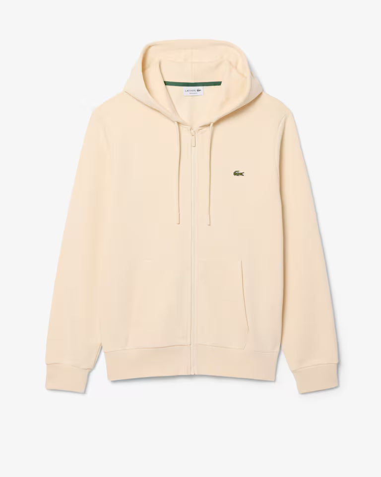 Lacoste Classic Fit Zip-Up Fleece Sweatshirt `Beige`