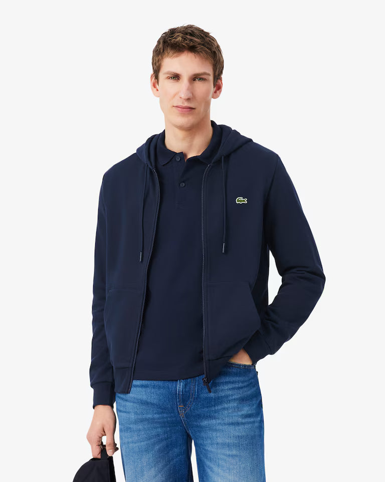 Lacoste Classic Fit Zip-Up Fleece Sweatshirt `Navy Blue`