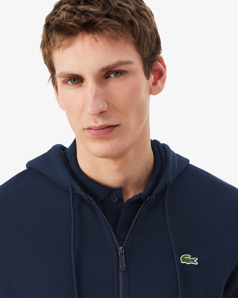 Lacoste Classic Fit Zip-Up Fleece Sweatshirt `Navy Blue`