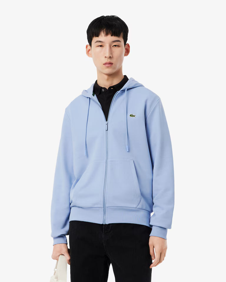 Lacoste Classic Fit Zip-Up Fleece Sweatshirt `Light Blue`
