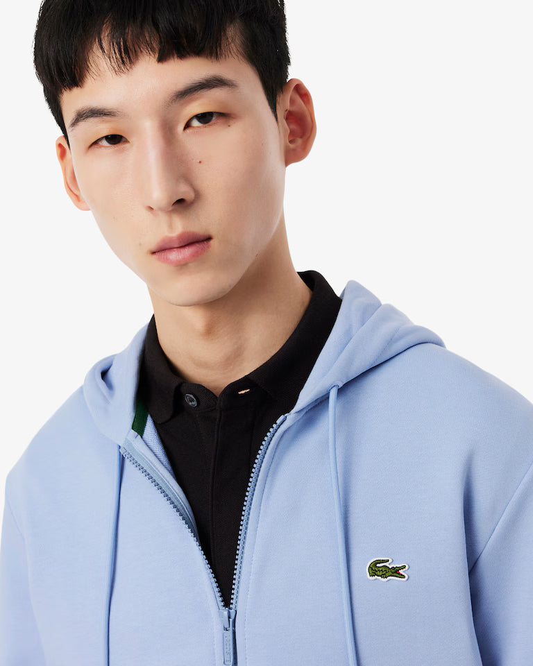 Lacoste Classic Fit Zip-Up Fleece Sweatshirt `Light Blue`