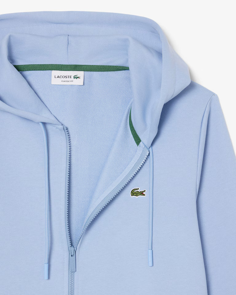 Lacoste Classic Fit Zip-Up Fleece Sweatshirt `Light Blue`