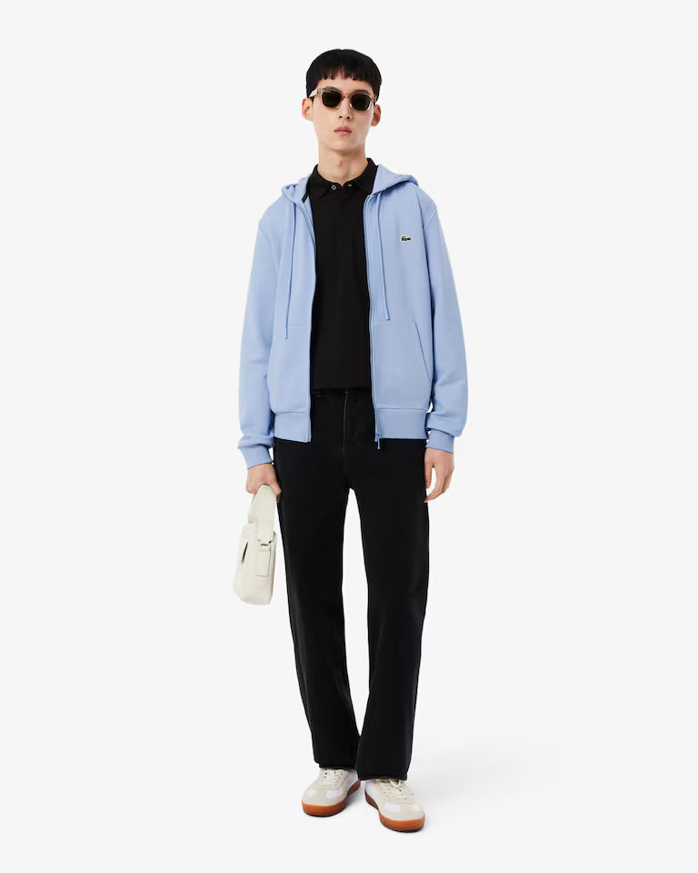 Lacoste Classic Fit Zip-Up Fleece Sweatshirt `Light Blue`