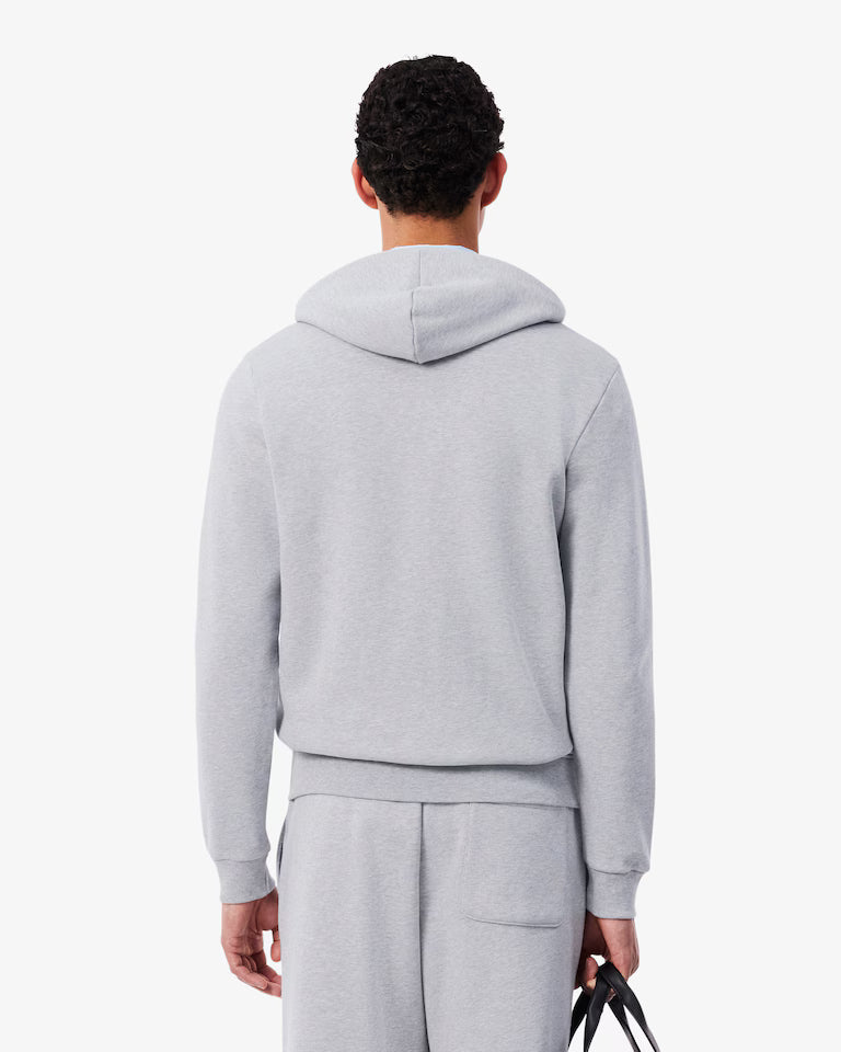 Lacoste Classic Fit Zip-Up Fleece Sweatshirt `Grey Chine`
