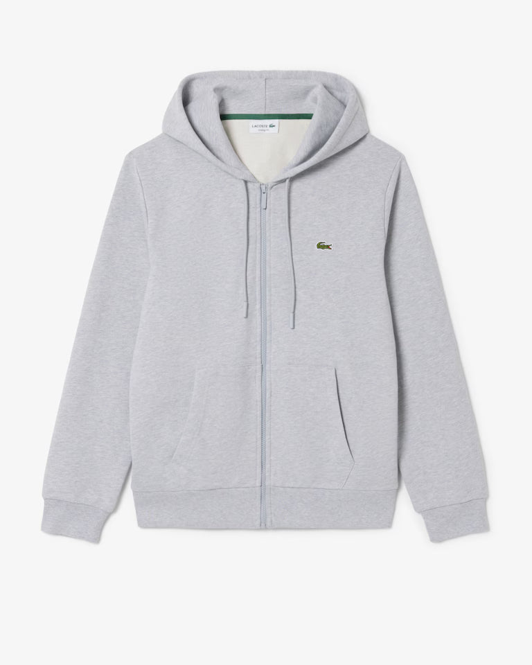 Lacoste Classic Fit Zip-Up Fleece Sweatshirt `Grey Chine`
