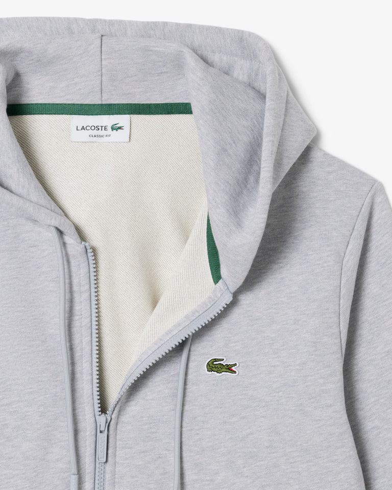 Lacoste Classic Fit Zip-Up Fleece Sweatshirt `Grey Chine`