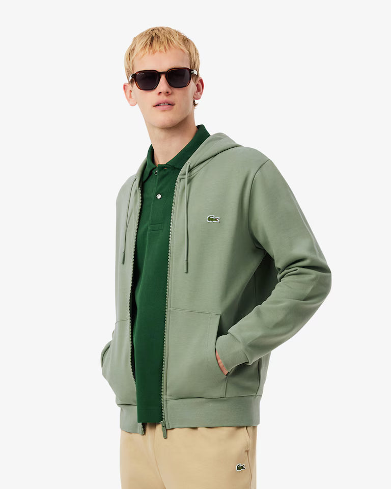 Lacoste Classic Fit Zip-Up Fleece Sweatshirt `Green`