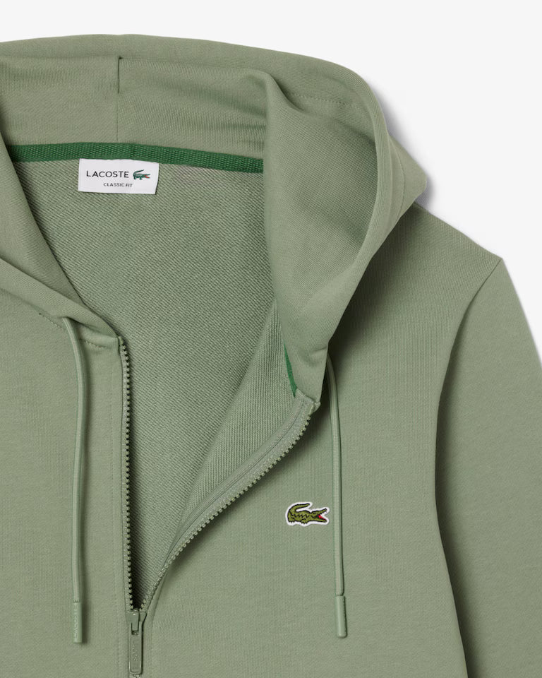 Lacoste Classic Fit Zip-Up Fleece Sweatshirt `Green`