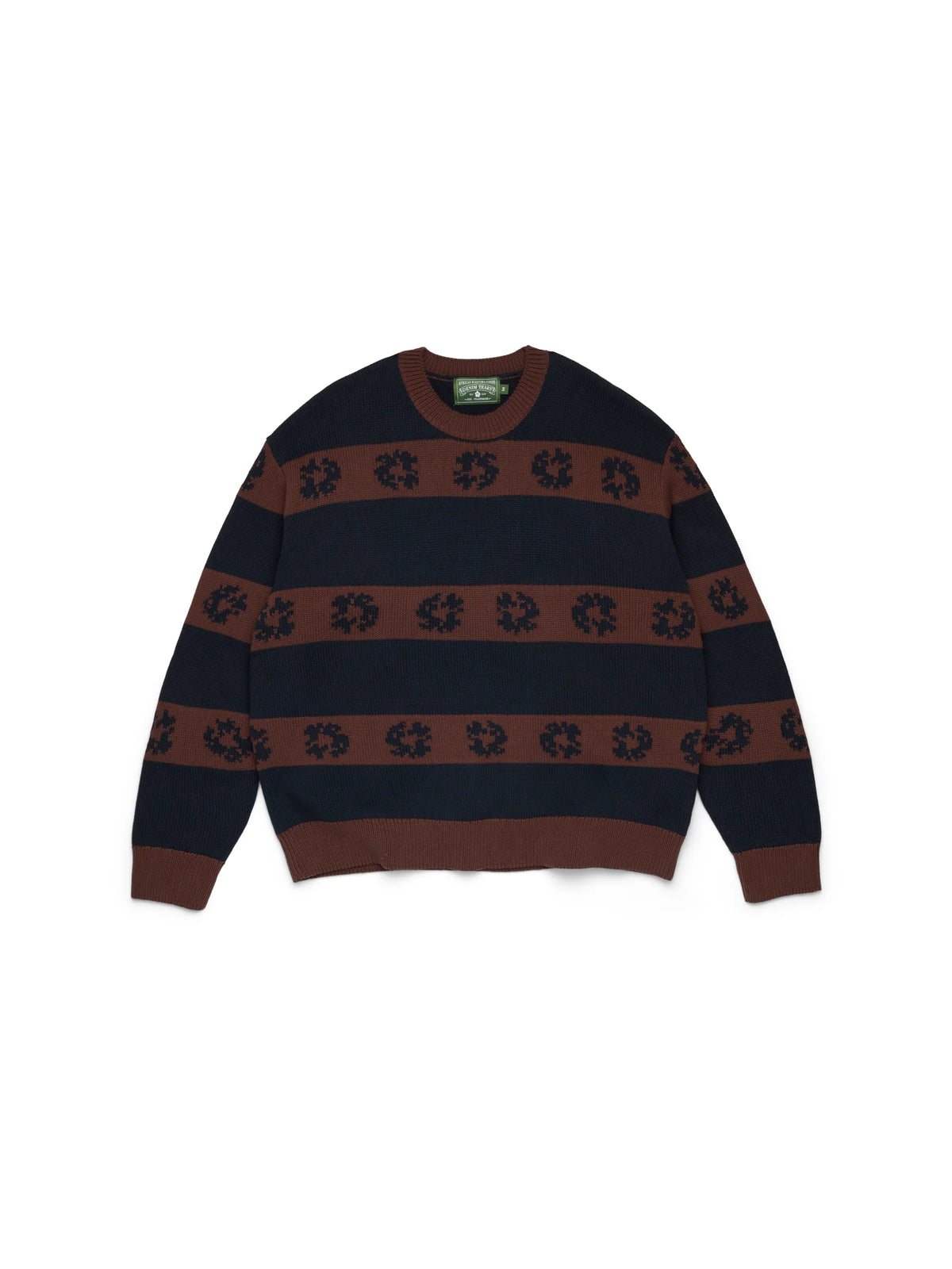 Denim Tears Cotton Wreath Striped Sweater `Navy/Brown`