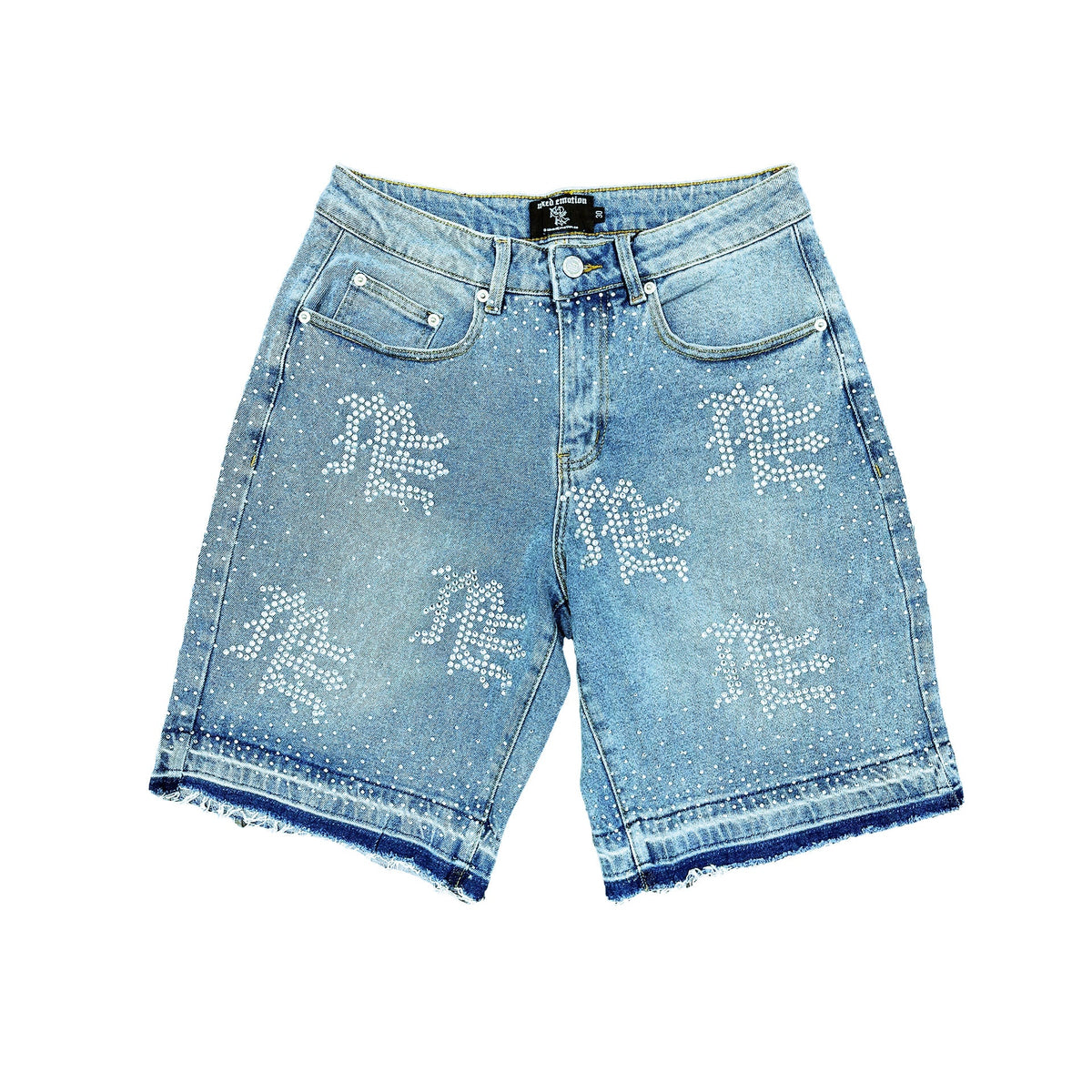 Mixed Emotion ME Rhinestone Denim Shorts