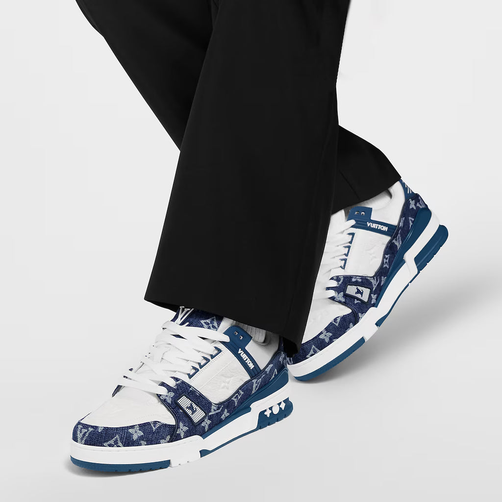 Louis Vuitton Trainer `White Blue Monogram`