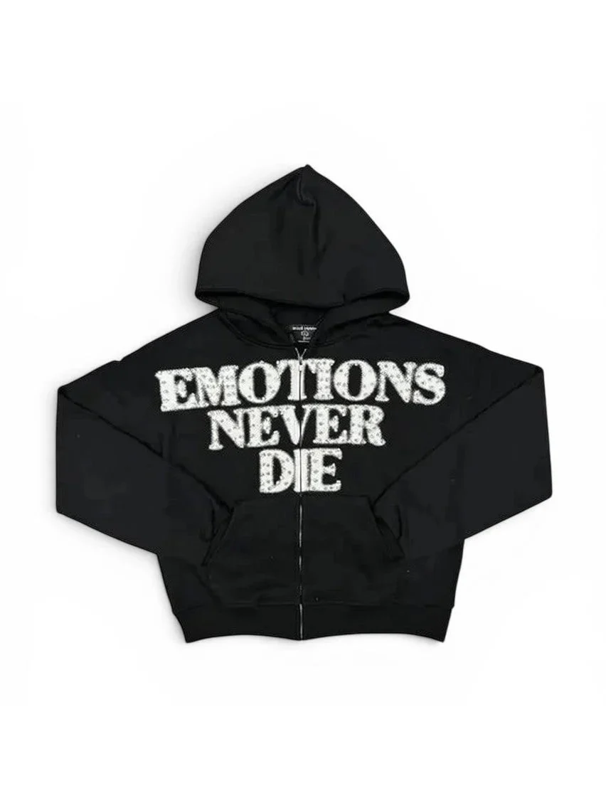Mixed Emotions ´End Rhinestone Hoodie Black´